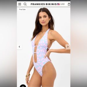Frankie’s Bikinis 💞💯 NWT ✨Paris Terry Halter One-Piece SzM🌸Daisy Dream